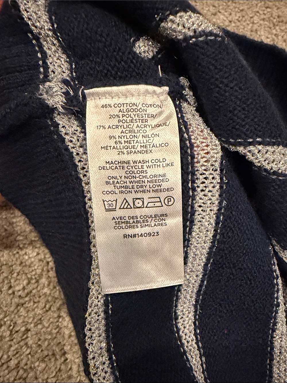 LOFT V-neck sequin striped sweater - Picture 4 of 5